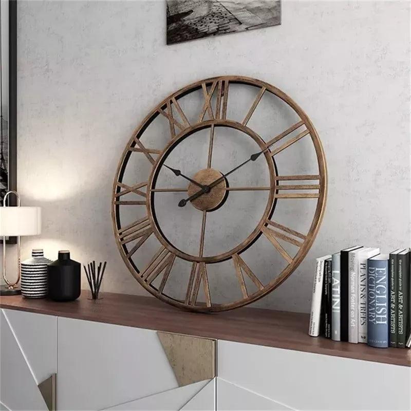 Elegant Metal Iron Wall Clock - Retro Roman Numerals for Decor - Universal Fave