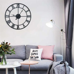 Elegant Metal Iron Wall Clock - Retro Roman Numerals for Decor - Universal Fave