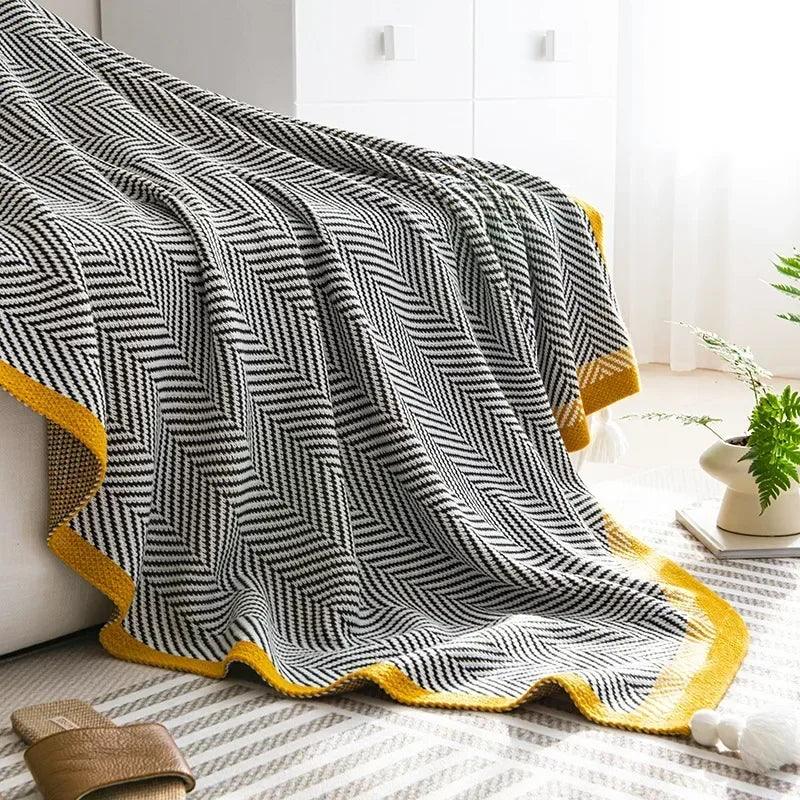 CozyDiagonal Knitted Shawl Blanket for Home & Office