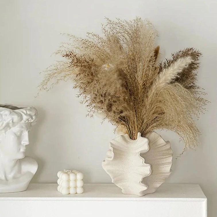 Nordic Breeze Ceramic Coral Vase - Beige Matte Finish - Universal Fave