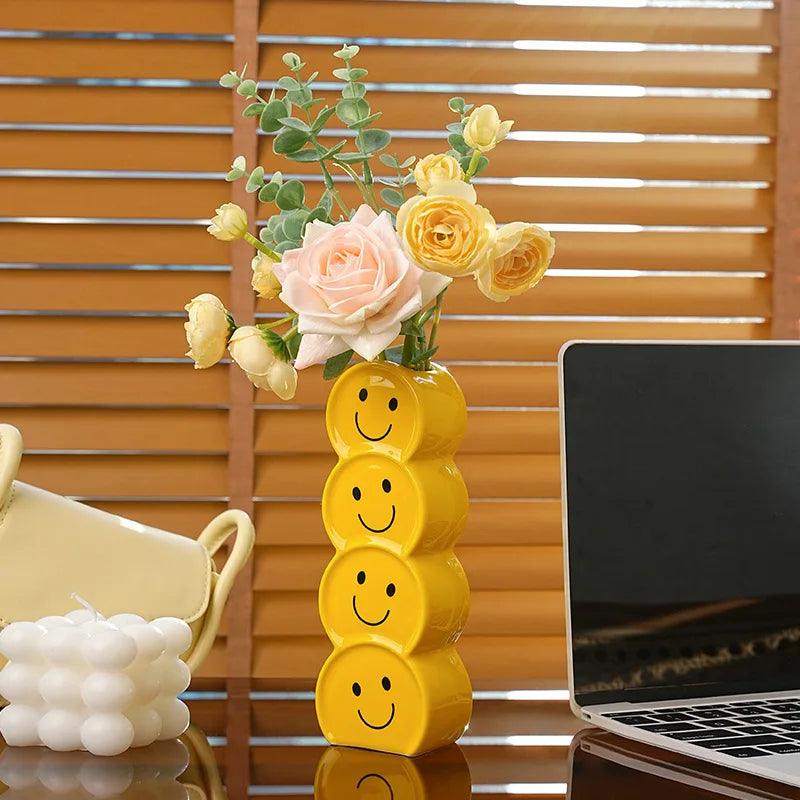 PopArt Smiles Ceramic Vase - Modern Home Decor - Universal Fave