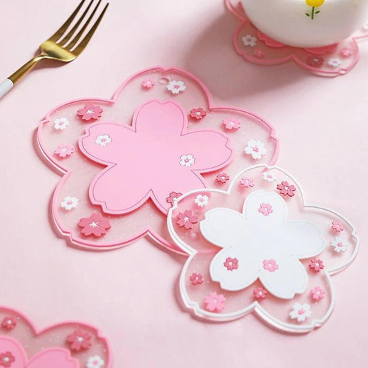 CherryBlossom Bliss Coaster - Tea Cup Mat - Universal Fave