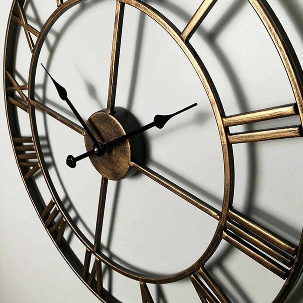 Elegant Metal Iron Wall Clock - Retro Roman Numerals for Decor - Universal Fave