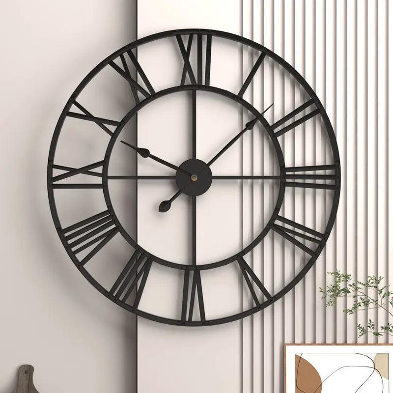 Elegant Metal Iron Wall Clock - Retro Roman Numerals for Decor - Universal Fave