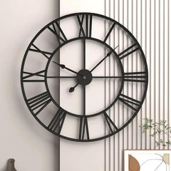 Elegant Metal Iron Wall Clock - Retro Roman Numerals for Decor - Universal Fave