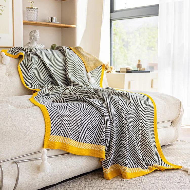 CozyDiagonal Knitted Shawl Blanket for Home & Office